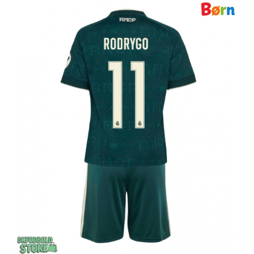 Real Madrid Rodrygo Goes #11 Replika Babytøj Udebanesæt Børn 2026-27 Kortærmet (+ Korte bukser)